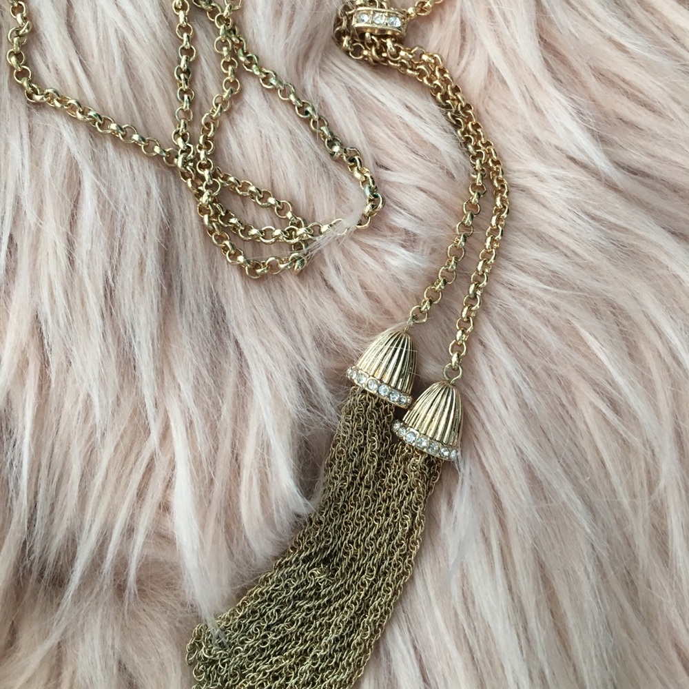 Banana Republic gold tone tassel necklace